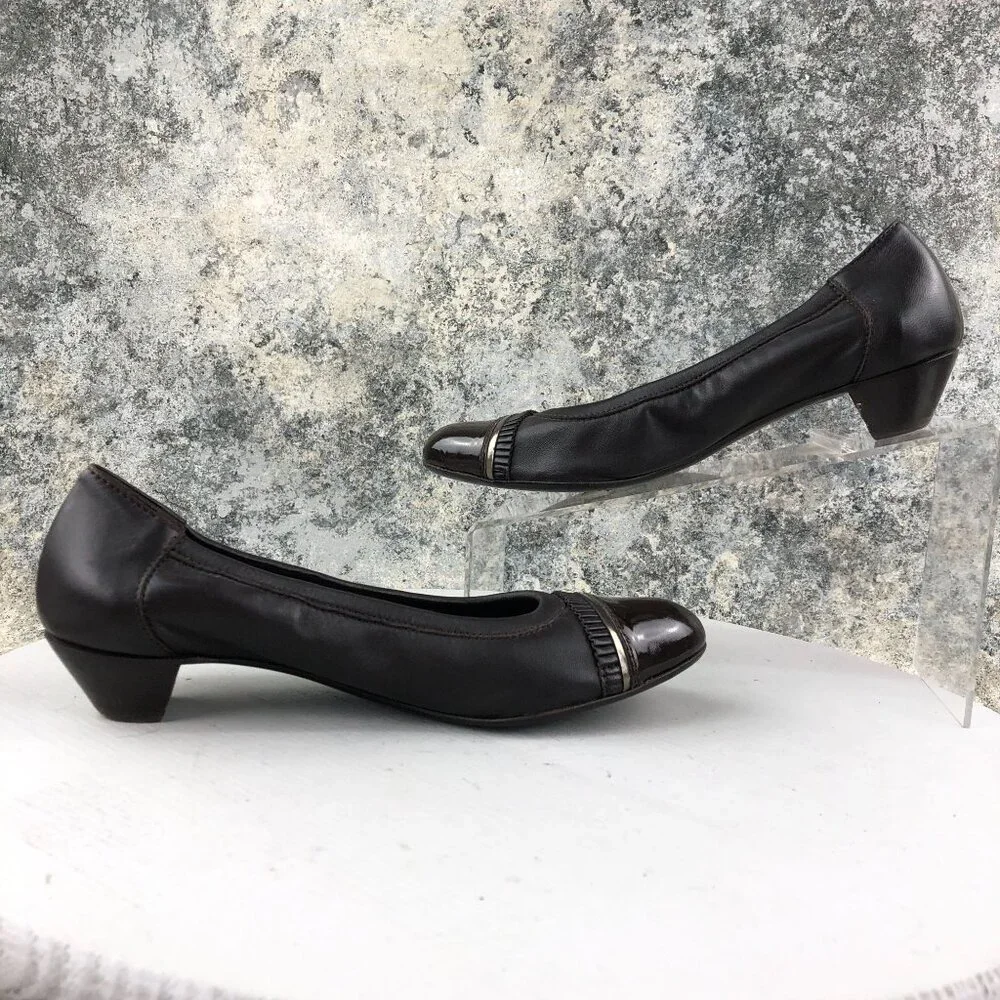 AGL Attilio Giusti Leombruni Women's Size 39.5 (9.5) Brown Leather Slip On Pumps